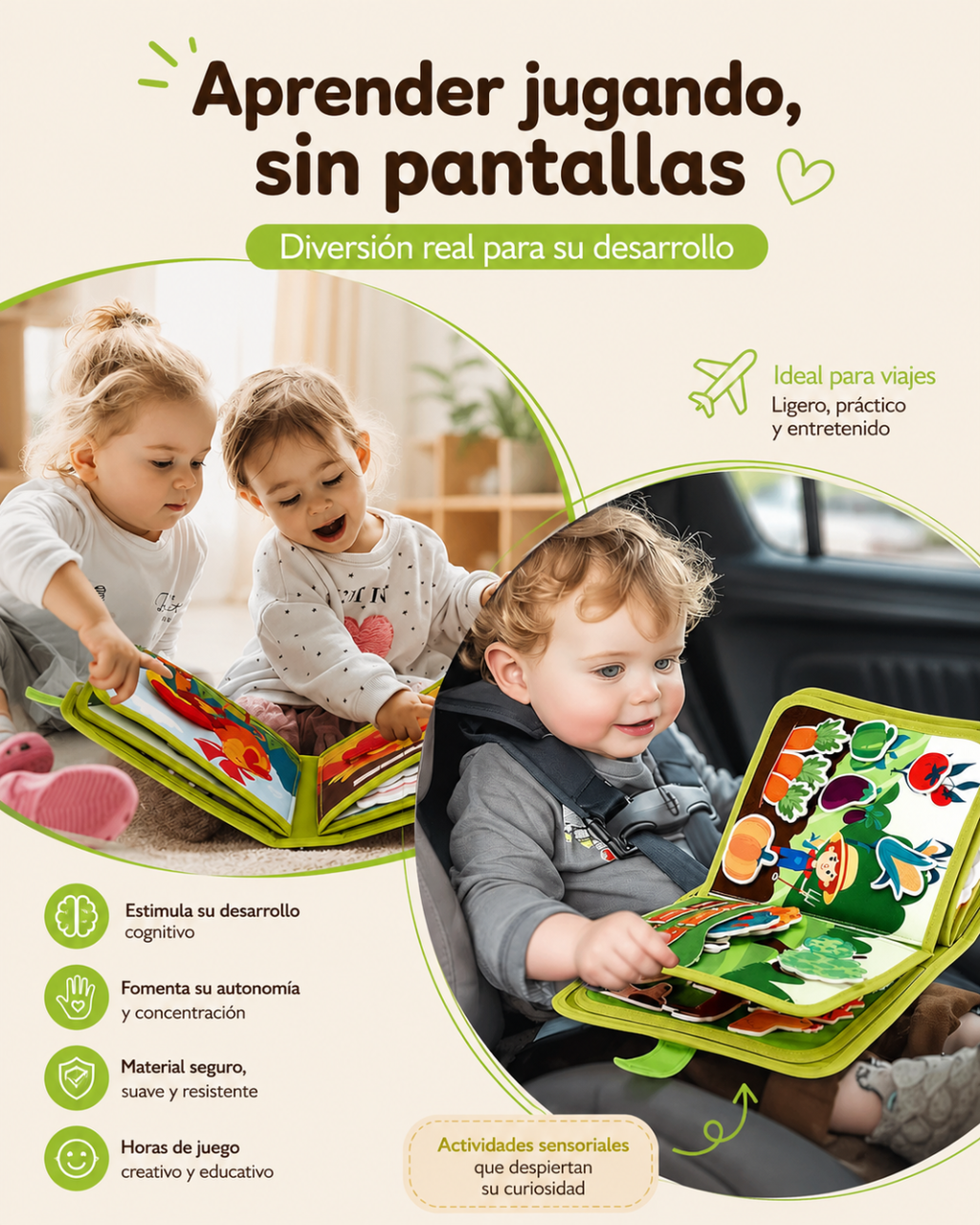 Libro Sensorial de Tela "Pequeños exploradores"