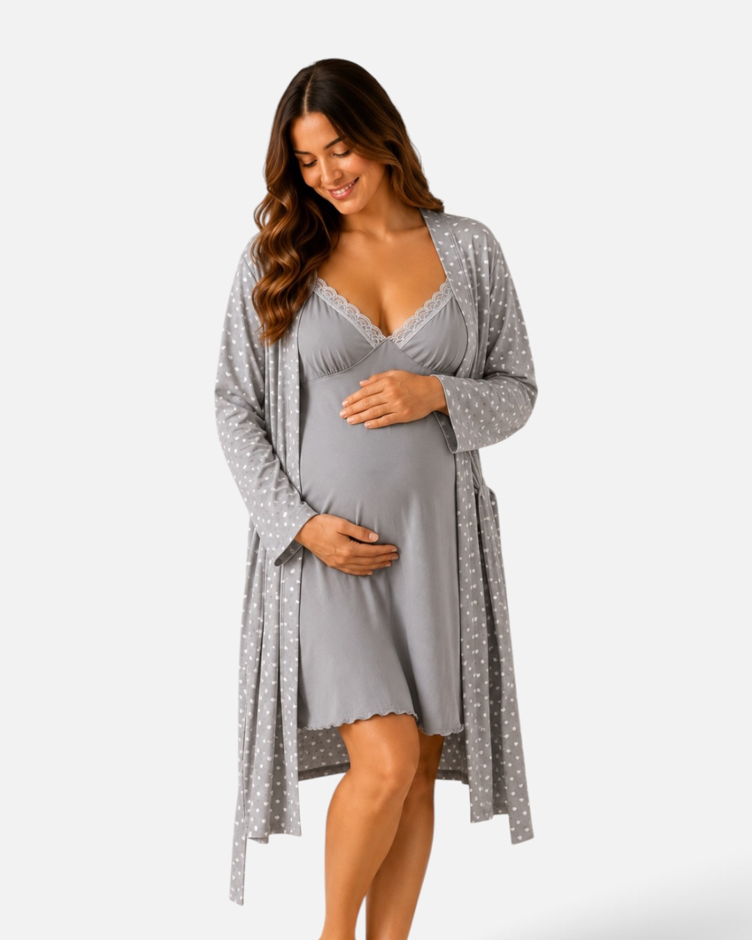 Conjunto Camisón de lactancia y Bata