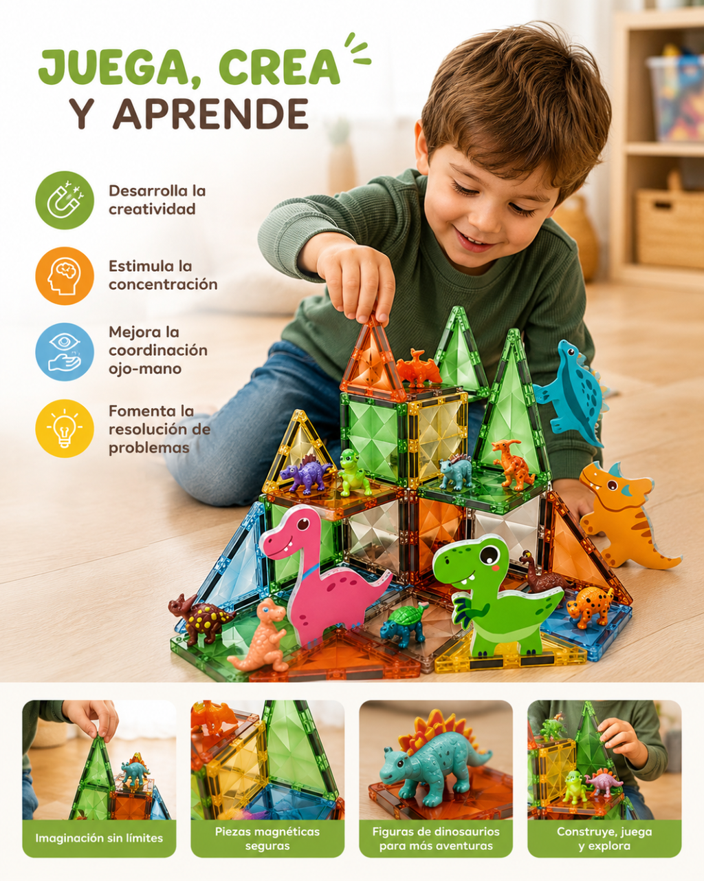 Bloques Magnéticos Dinosaurio 36 ps