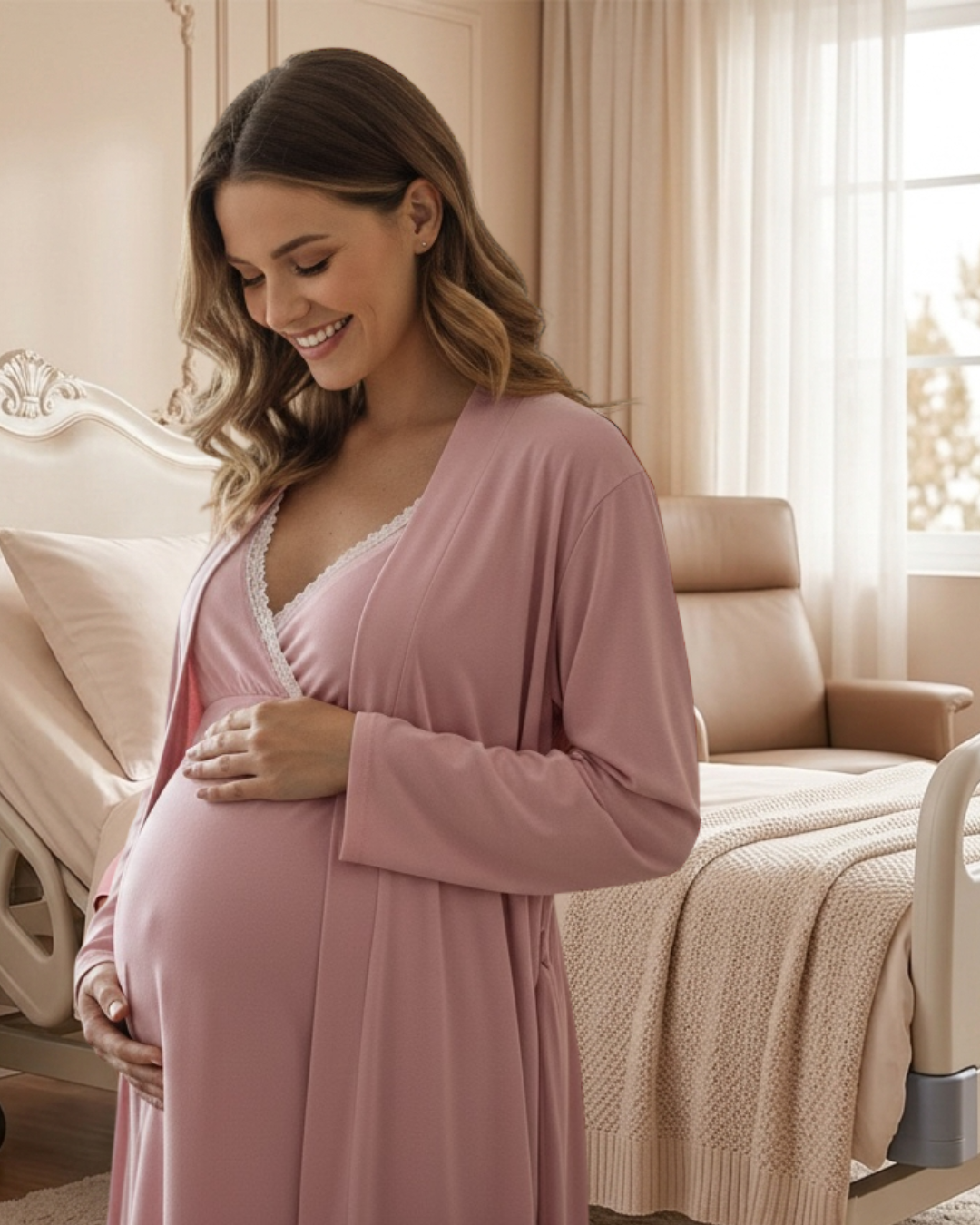 Conjunto Clarisa Camisón y Bata Maternal