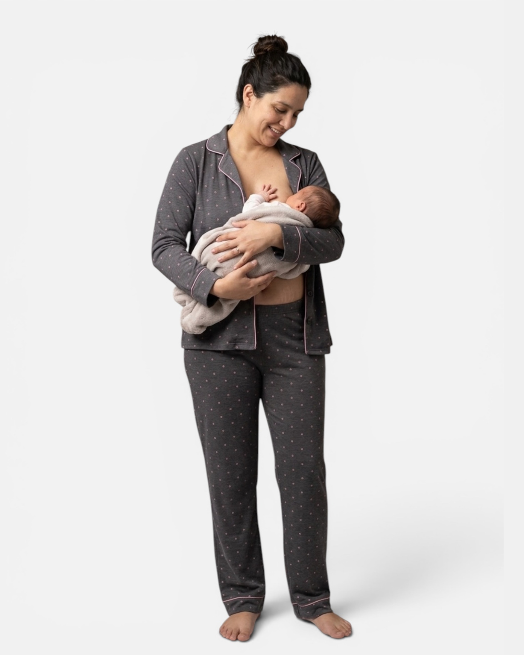 Pijama Invierno 2 piezas Maternal de Micropolar Gris