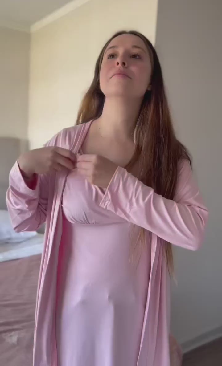 Conjunto Camisón de lactancia y Bata