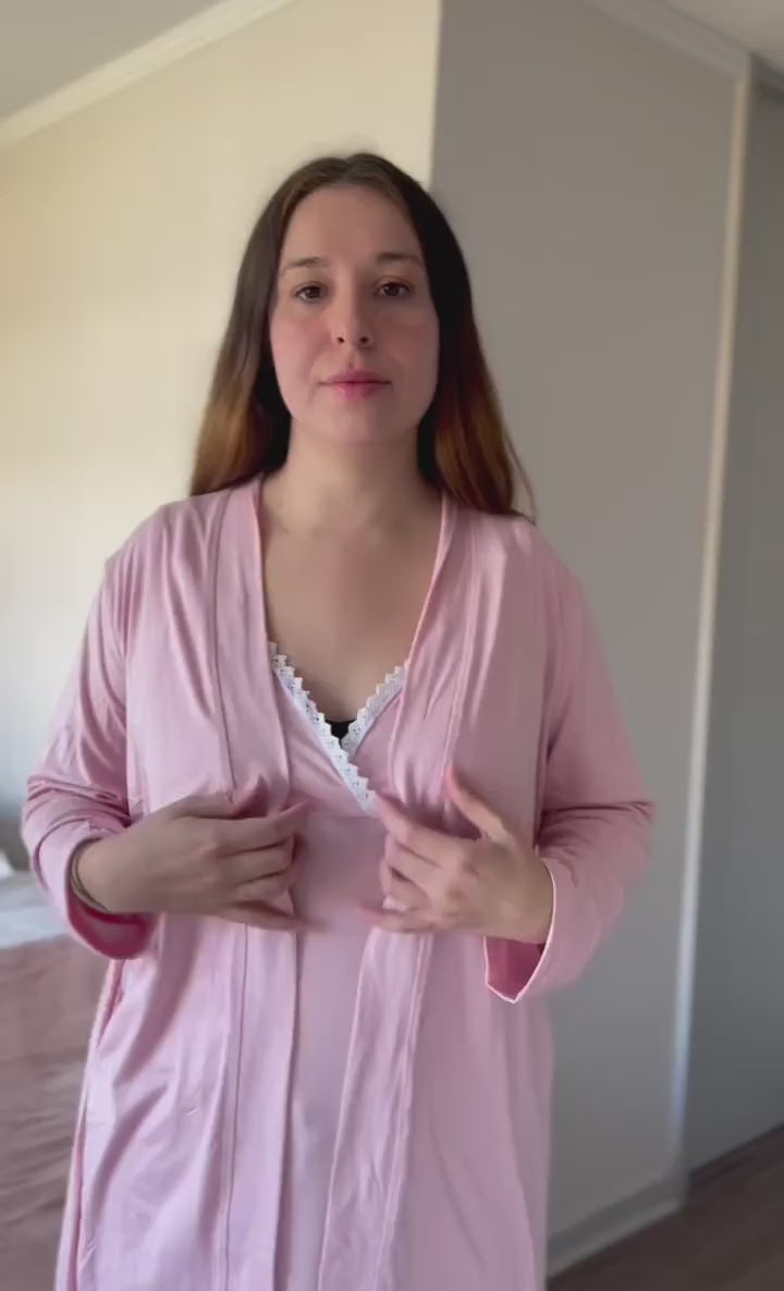 Conjunto Camisón de lactancia y Bata
